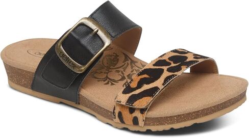 Aetrex Women's Daisy Orthopedic Adjustable Slides for Women - Open Toe Leather Arch Support in Saudi Arabia
