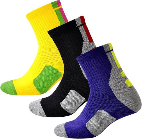 FOMANN Men's Cushioned Color Crew Socks 3 Pack Basketball Football Sport Socks in Saudi Arabia