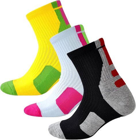 FOMANN Men's Cushioned Color Crew Socks 3 Pack Basketball Football Sport Socks in Saudi Arabia