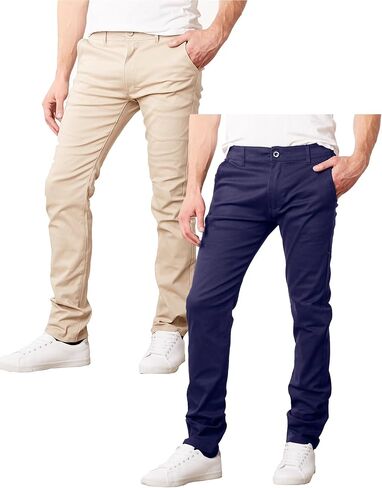Galaxy by Harvic Mens Slim Fit Cotton Stretch Chino Pants 2 Packs in Saudi Arabia