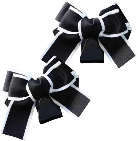 2 PCS Cute Bow Car Seat Headrest Hooks, S Type Back Seat Hanger, Universal Vehicle Storage Hanger for Handbag Purse Coat, Space-Saving Car Accessories (Black) in Saudi Arabia