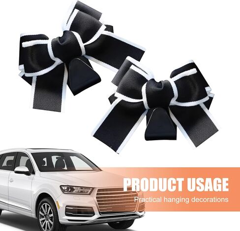 2 PCS Cute Bow Car Seat Headrest Hooks, S Type Back Seat Hanger, Universal Vehicle Storage Hanger for Handbag Purse Coat, Space-Saving Car Accessories (Black) in Saudi Arabia