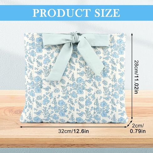 Quilted Bible Cove-r with Bow, Quilted Bible Carrying Case Blue Flower Pattern Bibl-e Sleeve Book Cove-r Washable Bag for Women Girls Lover Gifts(Color:Blue) in Kuwait