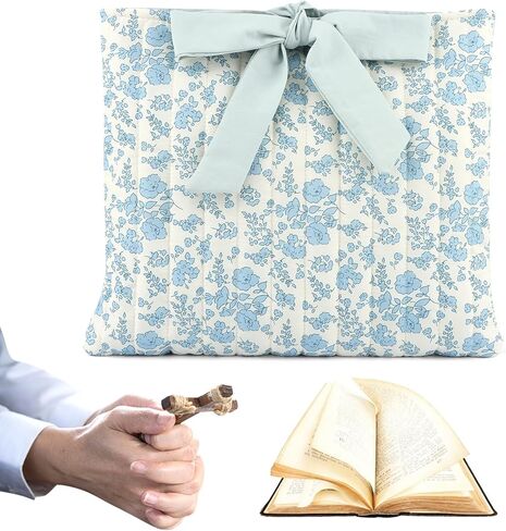 Quilted Bible Cove-r with Bow, Quilted Bible Carrying Case Blue Flower Pattern Bibl-e Sleeve Book Cove-r Washable Bag for Women Girls Lover Gifts(Color:Blue) in Kuwait