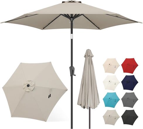 FLAME&SHADE 9 ft Double Top Solar Patio Outdoor Umbrella with 40 LED Lighted and Tilt, Market Table Umbrella for Pool, Porch, Garden, Deck, Yard Red in Saudi Arabia