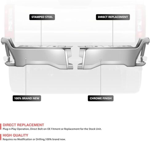 DNA MOTORING Pair of Rear Bumper Compatible with 2023-2025 Ford F250 SD, F350 SD, F450 SD, w/o Parking Sensor Holes, FO1102410, Chrome, BUMP-R-F25023-C-01-CH in Saudi Arabia