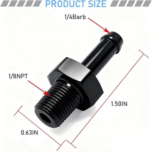 Car 1/8" NPT Male to 1/4" Hose Barb Fitting Adapter, Aluminum Anodized Nipple Straight 1/8" NPT to 1/4" Auto Hose Fuel Line Connector, Universal for Trucks RVs Sedans in Saudi Arabia