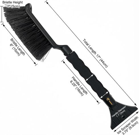 17" Snow Brush and Ice Scraper, Compact Car Snow Removal Tool with Durable Brush Head & Ice Scraper Winter Windshield Cleaner with Comfortable Grip in Kuwait