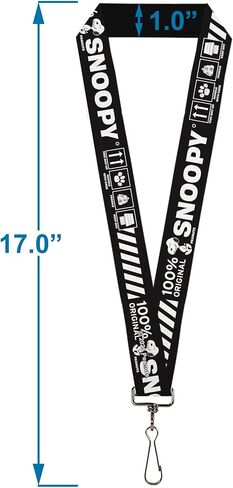 Buckle-Down Peanuts Lanyard, Peanuts Snoopy Care Symbols 100% Original Black White, Elastic in Saudi Arabia