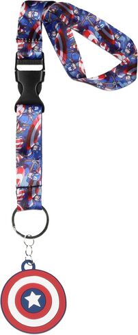 Bioworld Marvel Captain America Wrist Strap Lanyard for Keys with 2" Rubber Keychain Hand and Wrist Lanyard Strap in Saudi Arabia