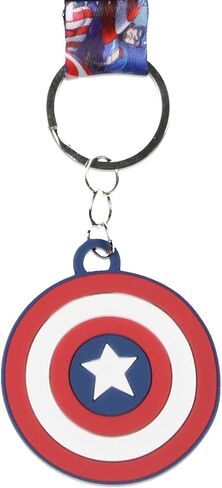 Bioworld Marvel Captain America Wrist Strap Lanyard for Keys with 2" Rubber Keychain Hand and Wrist Lanyard Strap in Saudi Arabia