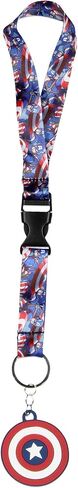 Bioworld Marvel Captain America Wrist Strap Lanyard for Keys with 2" Rubber Keychain Hand and Wrist Lanyard Strap in Saudi Arabia