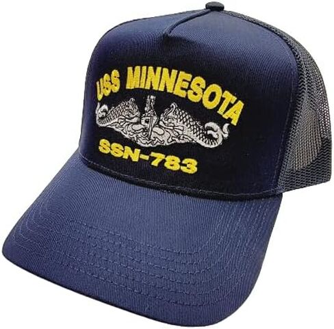 USS Minnesota 783 Submarine Boat Ship Baseball Cap Blue Mesh Snapback 3.5 inch Profile Cotton Front Panel in Saudi Arabia