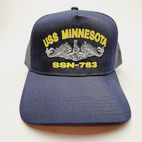 USS Minnesota 783 Submarine Boat Ship Baseball Cap Blue Mesh Snapback 3.5 inch Profile Cotton Front Panel in Saudi Arabia