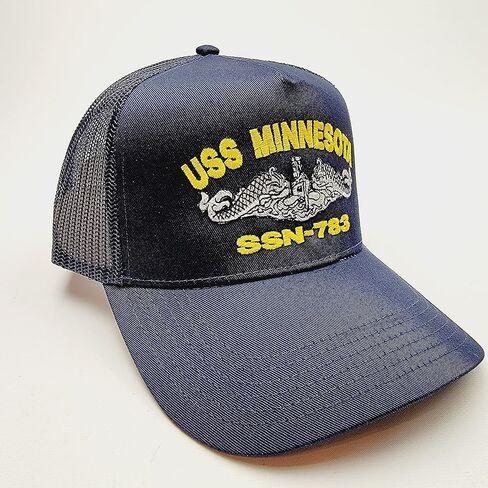USS Minnesota 783 Submarine Boat Ship Baseball Cap Blue Mesh Snapback 3.5 inch Profile Cotton Front Panel in Saudi Arabia