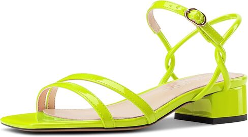 Aachcol Womens Strappy Low Heel Sandals Square Open Toe Chunky Block Heels Ankle Strap Wedding Dress Shoes 1.5 Inches Heels in Saudi Arabia