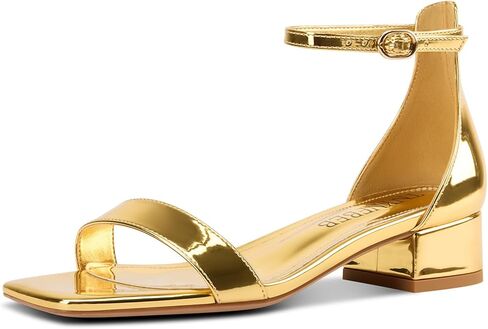 TNYNFBEB Womens Chunky Block Low Heel Square Toe Sandals Ankle Strap Buckle Prom Dress Basic Classic Patent Leather Summer 1.4 Inches Heels in Saudi Arabia