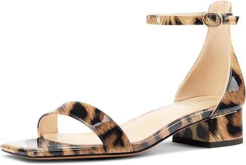 TNYNFBEB Womens Chunky Block Low Heel Square Toe Sandals Ankle Strap Buckle Prom Dress Basic Classic Patent Leather Summer 1.4 Inches Heels in Saudi Arabia