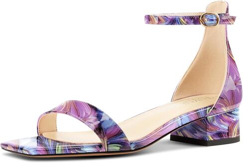 TNYNFBEB Womens Chunky Block Low Heel Square Toe Sandals Ankle Strap Buckle Prom Dress Basic Classic Patent Leather Summer 1.4 Inches Heels in Saudi Arabia