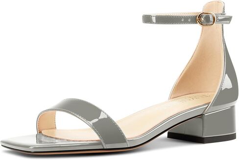 TNYNFBEB Womens Chunky Block Low Heel Square Toe Sandals Ankle Strap Buckle Prom Dress Basic Classic Patent Leather Summer 1.4 Inches Heels in Saudi Arabia