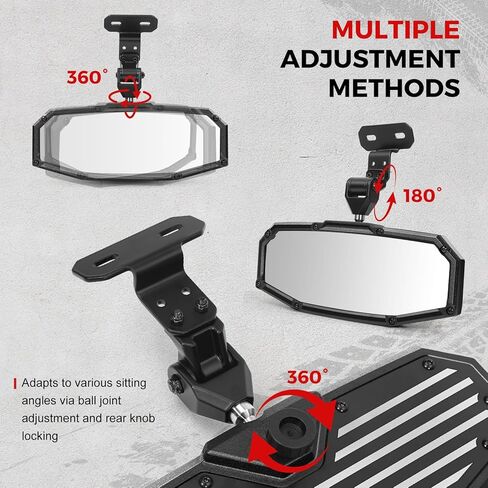 Rear View Mirror, UTV Mirror Dual Compatible with CFMOTO UFORCE 1000/1000 XL & Polaris Ranger 500 570 900 XP 1000 XP/Crew 2017-2025, Adjustable Detachable Bracket System, Patent-Pending Flag Design in Kuwait