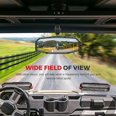 Rear View Mirror, UTV Mirror Dual Compatible with CFMOTO UFORCE 1000/1000 XL & Polaris Ranger 500 570 900 XP 1000 XP/Crew 2017-2025, Adjustable Detachable Bracket System, Patent-Pending Flag Design in Kuwait