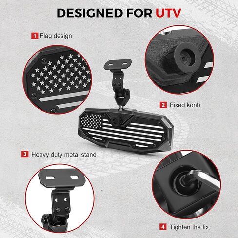 Rear View Mirror, UTV Mirror Dual Compatible with CFMOTO UFORCE 1000/1000 XL & Polaris Ranger 500 570 900 XP 1000 XP/Crew 2017-2025, Adjustable Detachable Bracket System, Patent-Pending Flag Design in Kuwait
