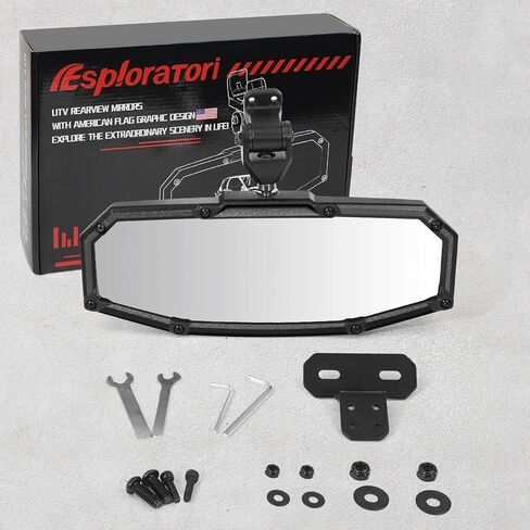 Rear View Mirror, UTV Mirror Dual Compatible with CFMOTO UFORCE 1000/1000 XL & Polaris Ranger 500 570 900 XP 1000 XP/Crew 2017-2025, Adjustable Detachable Bracket System, Patent-Pending Flag Design in Kuwait