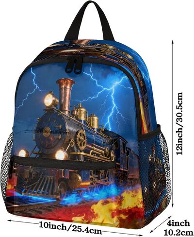 AUUXVA Toddler Backpack for Boys Girls, Lightning Little Kids Preschool Kindergarten Bookbags Mini School Bag Daycare Backpacks with Chest Strap for Nursery Travel(Fire Train) in Saudi Arabia