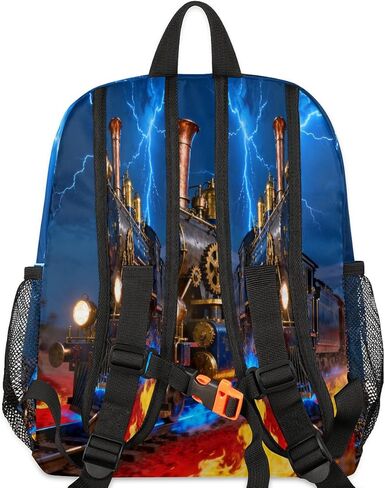 AUUXVA Toddler Backpack for Boys Girls, Lightning Little Kids Preschool Kindergarten Bookbags Mini School Bag Daycare Backpacks with Chest Strap for Nursery Travel(Fire Train) in Saudi Arabia