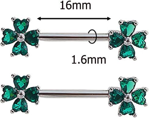 14G Four Leaf Clover Nipple Rings for Women Cubic Zirconia Surgical Steel Nipplerings Nipple Shield Barbell Nipple Piercing Jewelry in Kuwait