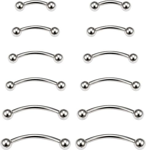 Eyebrow Piercing Jewelry Surgical Steel Vertical Labret Lip Jewelry Curved Barbell Tiny Eyebrow Rings Ear Rook Navel Small Belly Button Ring for Women Men 16g 6mm/8mm/10mm/12mm/14mm/16mm in Saudi Arabia