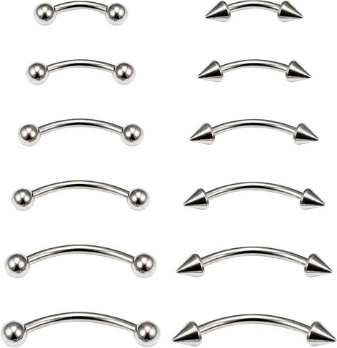 Eyebrow Piercing Jewelry Surgical Steel Vertical Labret Lip Jewelry Curved Barbell Tiny Eyebrow Rings Ear Rook Navel Small Belly Button Ring for Women Men 16g 6mm/8mm/10mm/12mm/14mm/16mm in Saudi Arabia