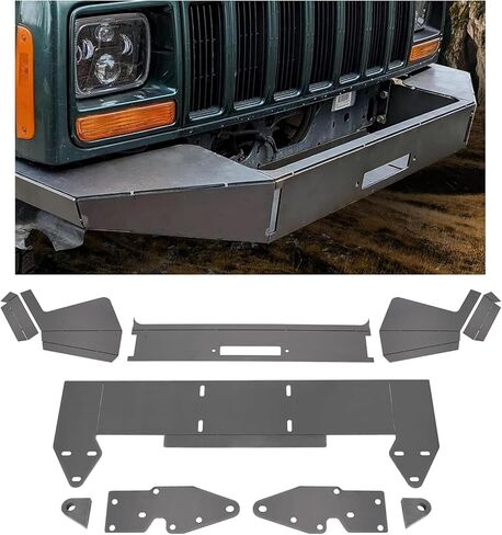KUAFU DIY المصد الأمامي والخلفي مجموعة معدنية عارية متوافقة مع 1984-2001 جيب شيروكي XJ ونش جبل لوحة الصلب -2 حزم in Kuwait