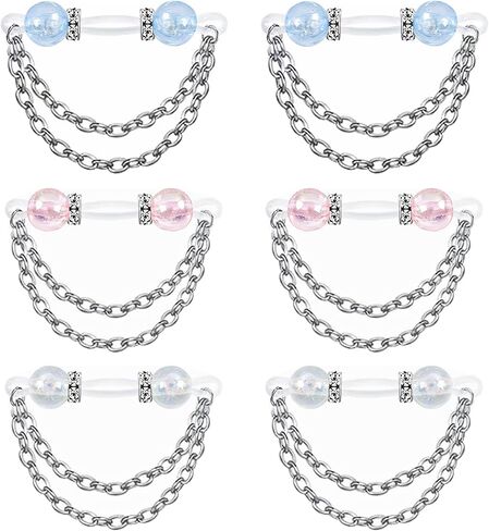 6 Pcs Dainty Non Piercing Nipple Jewelry Dangle Chain Adjustable Silicone Nooses Faux Nipple Piercing Cute Body Jewelry in Saudi Arabia