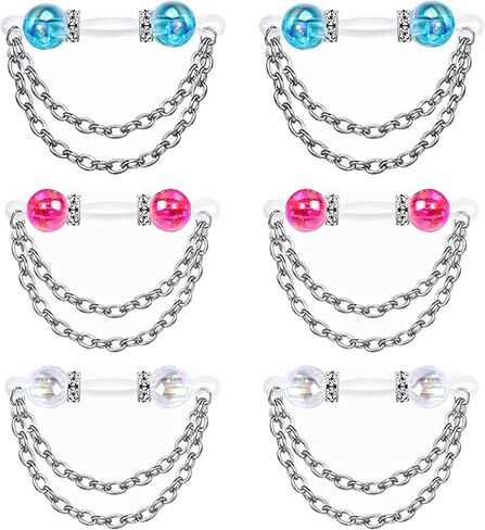 6 Pcs Dainty Non Piercing Nipple Jewelry Dangle Chain Adjustable Silicone Nooses Faux Nipple Piercing Cute Body Jewelry in Saudi Arabia