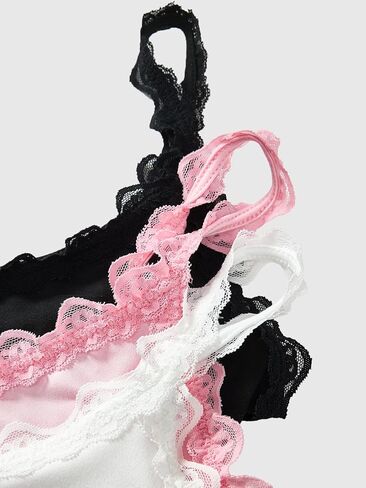 Women's 3 Pack Lace Trim Cami Summer Bow Ruched Scoop Neck Fitted Tops Y2k Coquette Clothes in Saudi Arabia