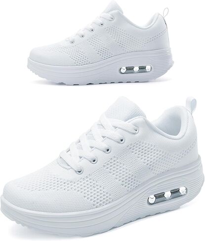 حذاء رياضي RUIDENG ذو منصة للنساء بوسادة هوائية | أحذية مشي نسائية مريحة طوال اليوم | قاعدة هزازة سميكة in Kuwait