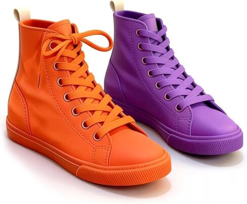 Womens Mismatched High Top Sneakers Colorful Lycra Fashion Shoes Lightweight Two Tone Casual Walking Shoes in Saudi Arabia