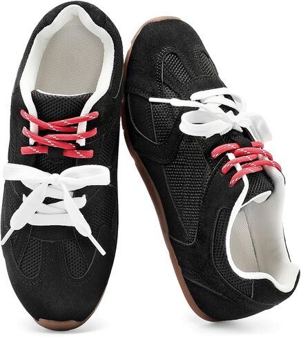 Etebella Womens Retro Lace Up Sneakers Comfortable Lightweight & Non Slip Walking Shoes Round Toe Fashion Casual Barefoot Trainers Shoes in Saudi Arabia