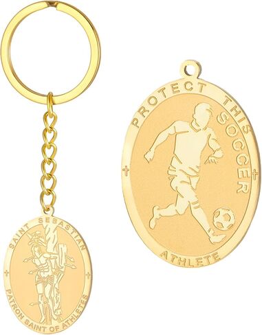 Dreamtimes St. Sebastian Medal Keychain for Men Women Stainless Steel Religious Saint Patron of Athletes Catholic Keychain in Saudi Arabia