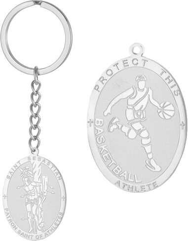 Dreamtimes St. Sebastian Medal Keychain for Men Women Stainless Steel Religious Saint Patron of Athletes Catholic Keychain in Saudi Arabia