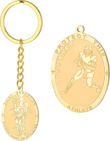Dreamtimes St. Sebastian Medal Keychain for Men Women Stainless Steel Religious Saint Patron of Athletes Catholic Keychain in Saudi Arabia