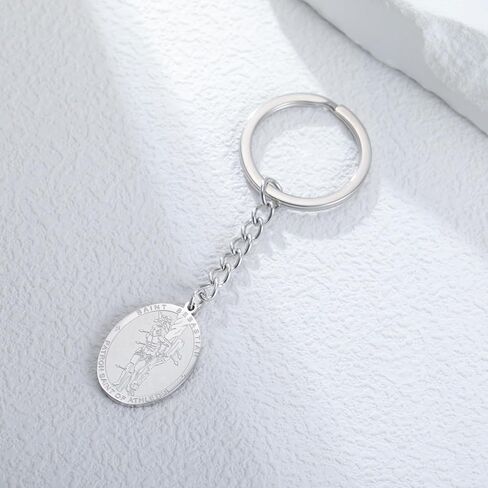 Dreamtimes St. Sebastian Medal Keychain for Men Women Stainless Steel Religious Saint Patron of Athletes Catholic Keychain in Saudi Arabia
