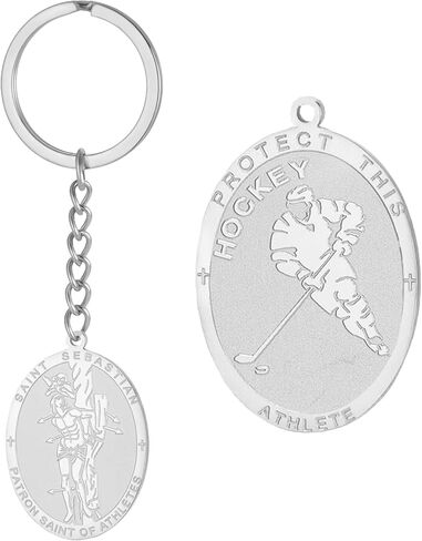 Dreamtimes St. Sebastian Medal Keychain for Men Women Stainless Steel Religious Saint Patron of Athletes Catholic Keychain in Saudi Arabia