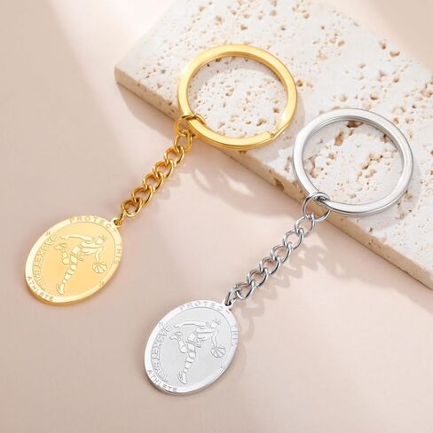 Dreamtimes St. Sebastian Medal Keychain for Men Women Stainless Steel Religious Saint Patron of Athletes Catholic Keychain in Saudi Arabia