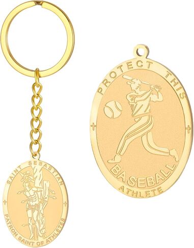 Dreamtimes St. Sebastian Medal Keychain for Men Women Stainless Steel Religious Saint Patron of Athletes Catholic Keychain in Saudi Arabia