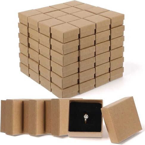 MAQUITA 100 Pack Ring Box Jewelry Gift Boxes Small Boxes Square Cardboard Jewelry Boxs with Foam Mini Earring Packing Box for Ring and Earring (2x2x1.2 Inch) in Saudi Arabia