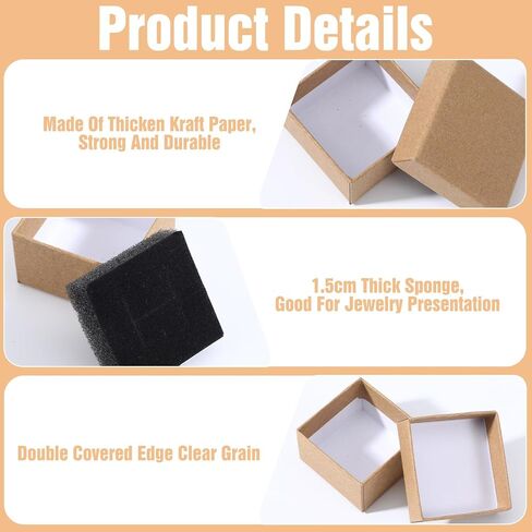 MAQUITA 100 Pack Ring Box Jewelry Gift Boxes Small Boxes Square Cardboard Jewelry Boxs with Foam Mini Earring Packing Box for Ring and Earring (2x2x1.2 Inch) in Saudi Arabia