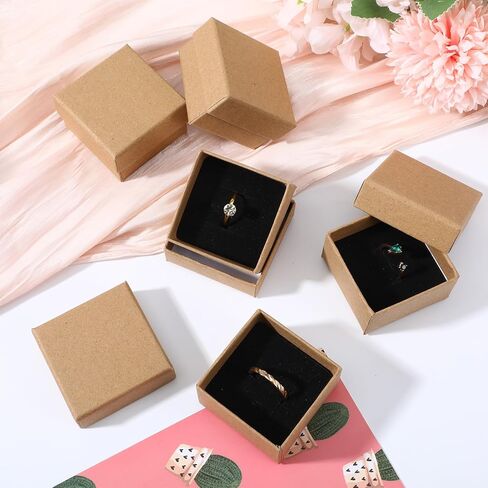 MAQUITA 100 Pack Ring Box Jewelry Gift Boxes Small Boxes Square Cardboard Jewelry Boxs with Foam Mini Earring Packing Box for Ring and Earring (2x2x1.2 Inch) in Saudi Arabia